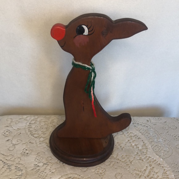 Vintage Rudolph the Red Nosed Reindeer handmade wood piece. - Picture 3 of 6